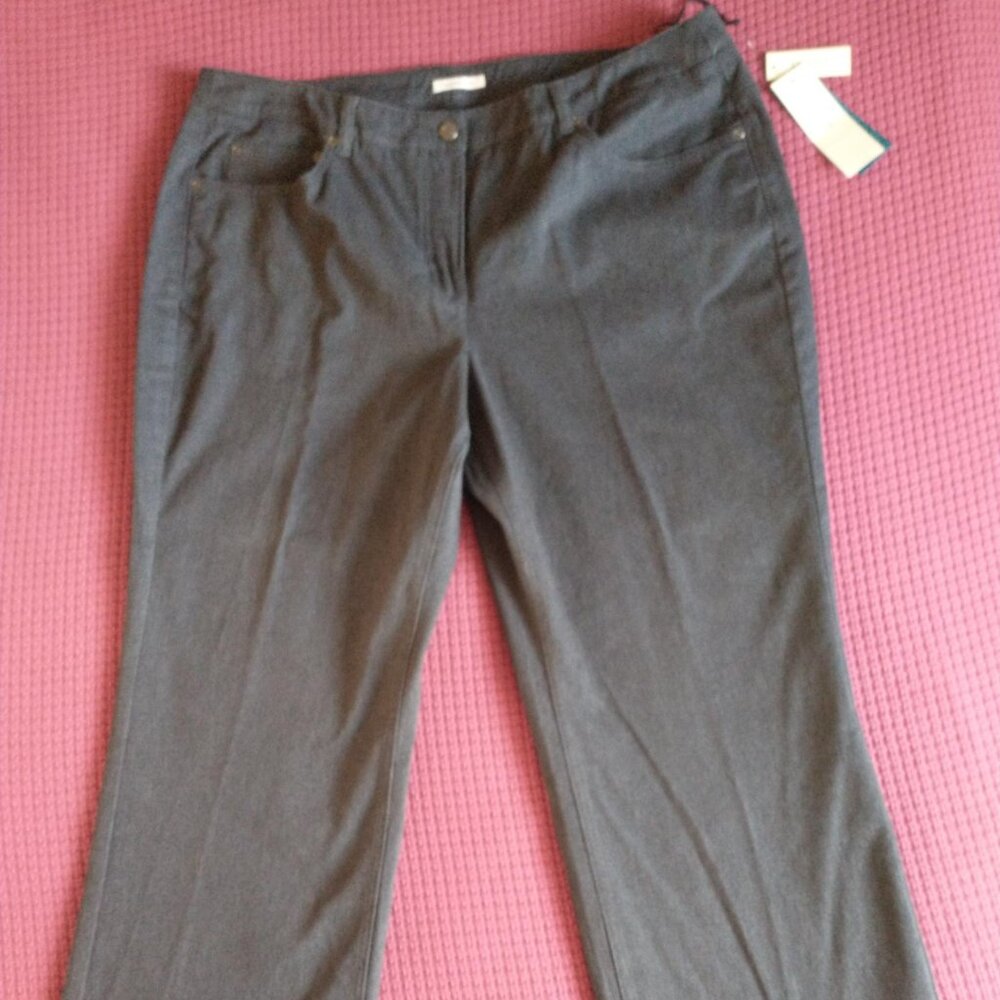 Jones New York Sport Woman Bootcut Stretch Control Sueded Jeans Pants Gray NWT - Picture 3 of 16
